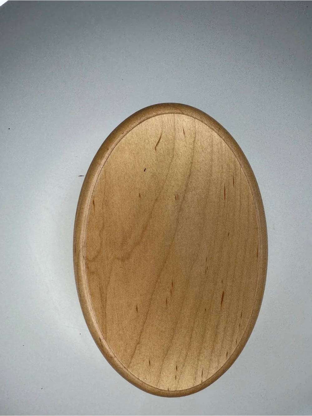 Handmade Oval Wood Trinket Box with Floral Pyrography - Natural Wood